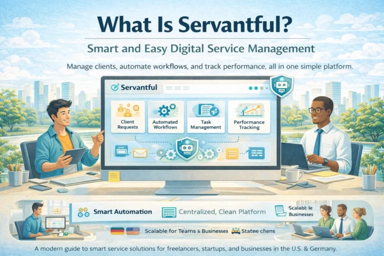 Servantful digital service management platform used by professionals to automate workflows, manage clients and track performance in a modern workspace